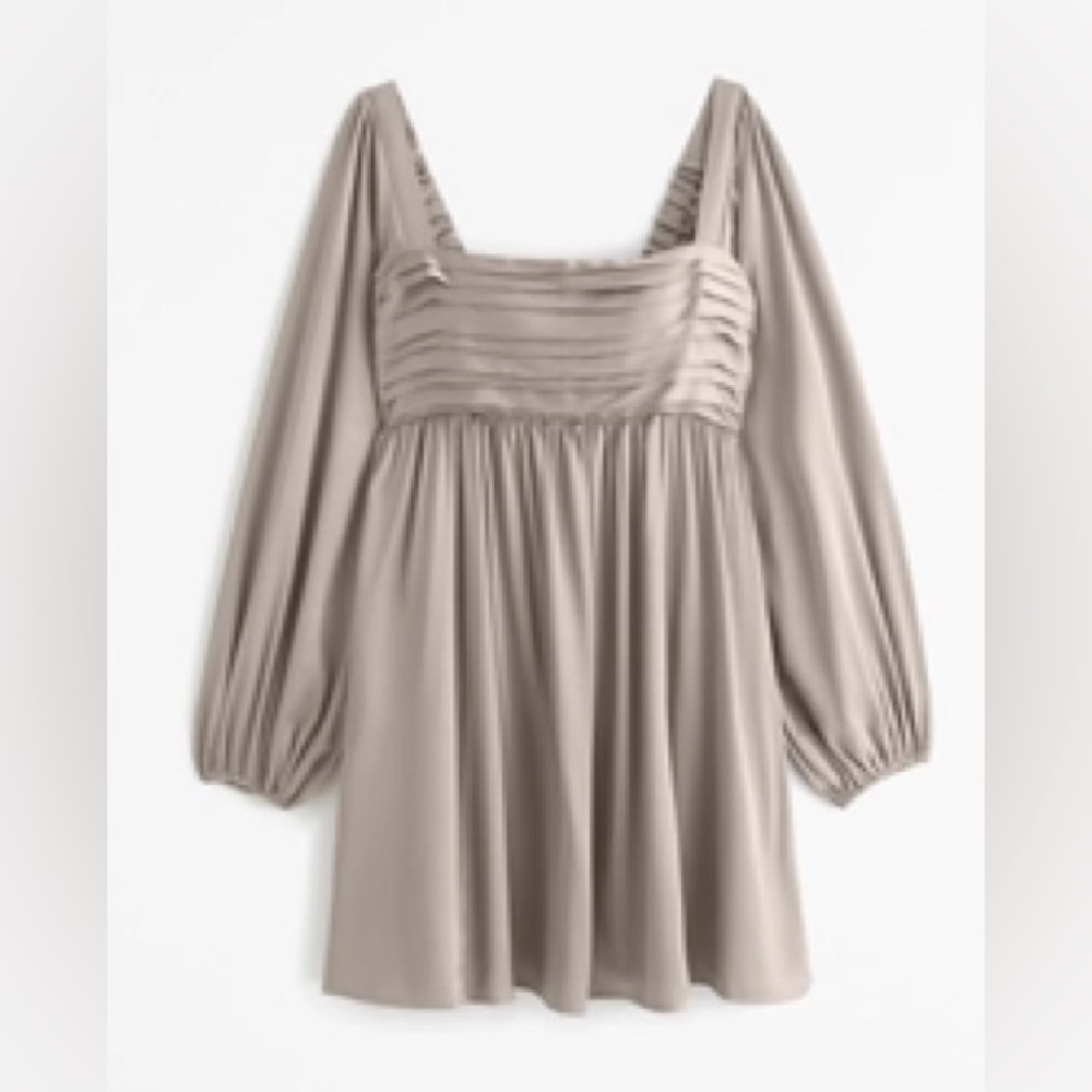 Abercrombie & Fitch Taupe Satin Smocked Waist Mini